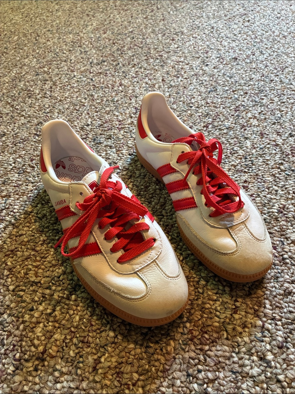 adidas White Sneakers with Red Accents